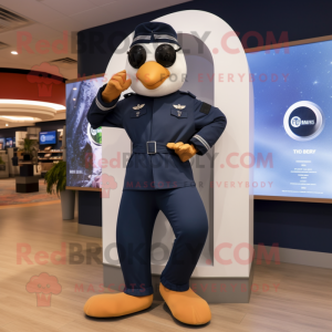Navy Air Force Soldier mascot costume character dressed with a Yoga Pants and Smartwatches
