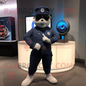 Navy Air Force Soldier mascot costume character dressed with a Yoga Pants and Smartwatches