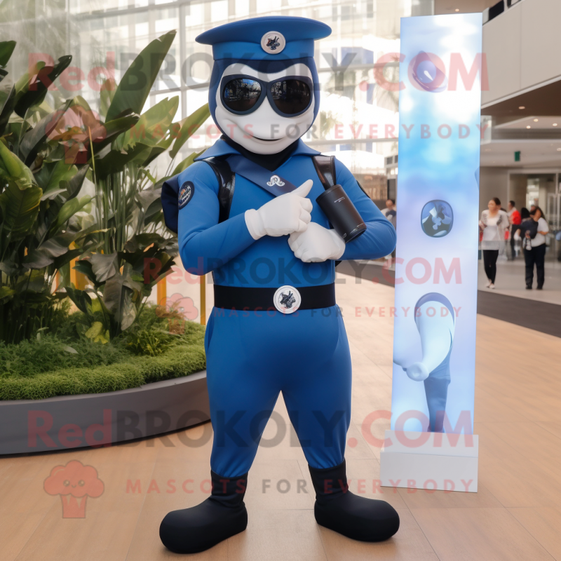 Navy Air Force Soldier mascot costume character dressed with a Yoga Pants and Smartwatches