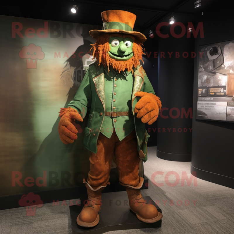 Rust Leprechaun mascot costume character dressed with a Cover-up and Shoe clips