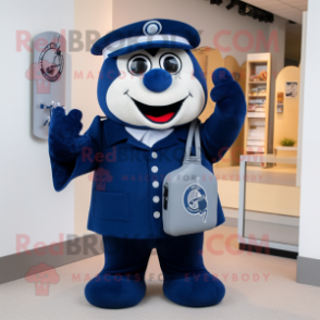 Navy Phone mascot costume character dressed with a Long Sleeve Tee and Briefcases