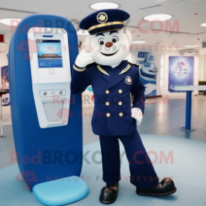 Navy Phone mascot costume character dressed with a Long Sleeve Tee and Briefcases