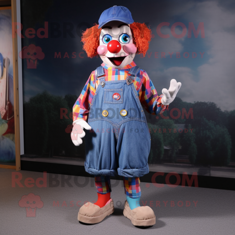 nan Clown mascot costume character dressed with a Denim Shorts and Brooches nan Clown mascot costume character dressed with a Denim Shorts and Brooches