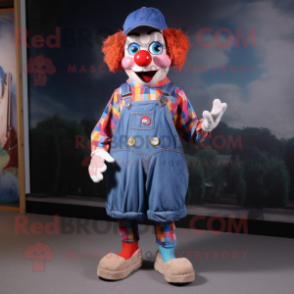 nan Clown mascot costume character dressed with a Denim Shorts and Brooches