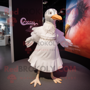 White Gull mascot costume character dressed with a Dress and Anklets