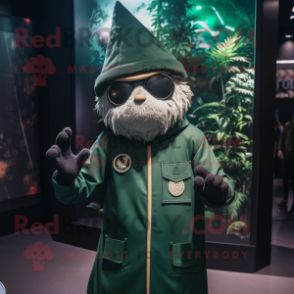 Forest Green Wizard mascot costume character dressed with a Bomber Jacket and Hats