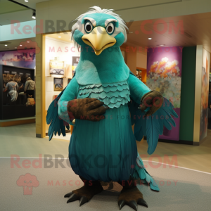 Teal Eagle maskot kostym...