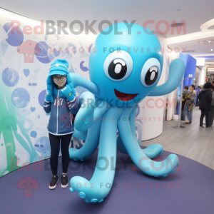 Cyan Octopus mascotte...