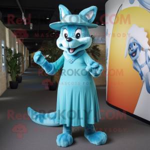 Cyan Fox maskot kostume...