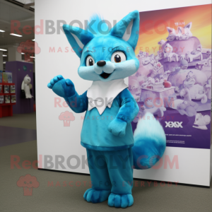 Cyan Fox mascotte kostuum...