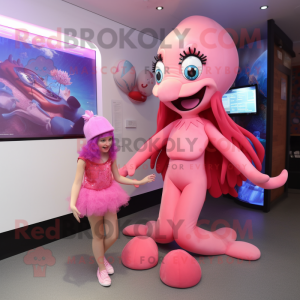 Pink Havfrue maskot kostume...
