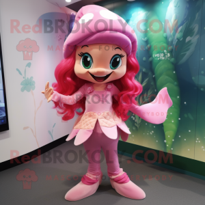 Pink Havfrue maskot kostume...