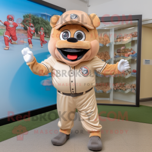 Tan Baseball Glove mascot costume character dressed with a Romper and Headbands