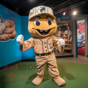 Tan Baseball Glove mascot costume character dressed with a Romper and Headbands