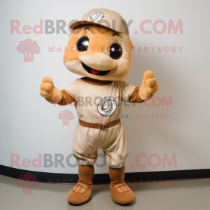 Tan Baseball Glove mascot costume character dressed with a Romper and Headbands