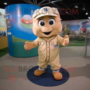 Tan Baseball Glove mascot costume character dressed with a Romper and Headbands