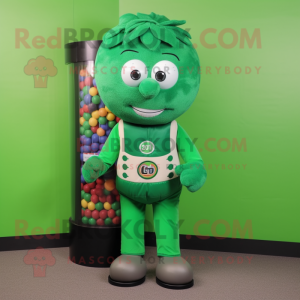 Forest Green Gumball Machine mascot costume character dressed with a Vest and Anklets