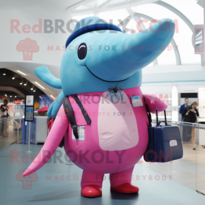 Pink Blue Whale maskot...