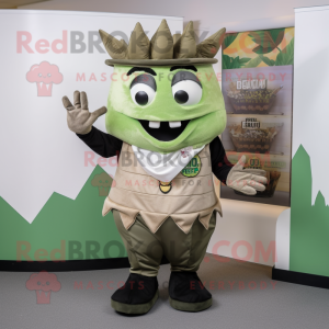 Olive Ray mascot costume character dressed with a Waistcoat and Gloves