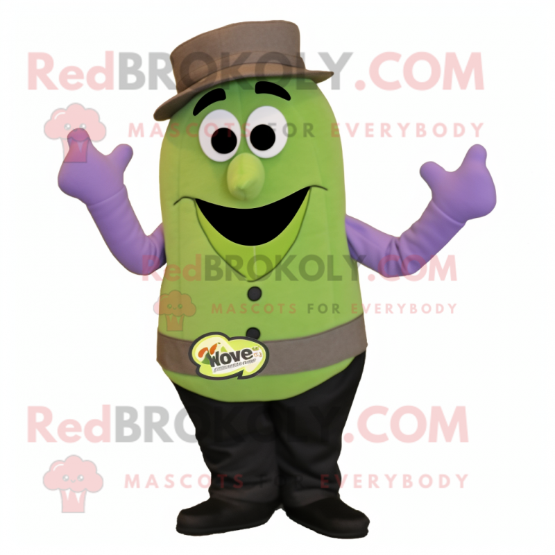 Olive Ray mascot costume character dressed with a Waistcoat and Gloves Olive Ray mascot costume character dressed with a Waistcoat and Gloves