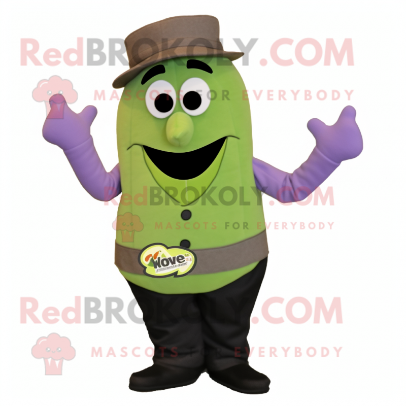 Olive Ray mascot costume character dressed with a Waistcoat and Gloves