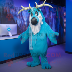 Cyan Elk mascotte kostuum...