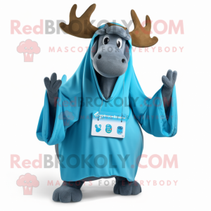 Cyan Elk maskot kostume...