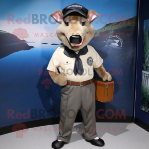 Navy Wild Boar mascot costume character dressed with a Cargo Pants and Tie pins