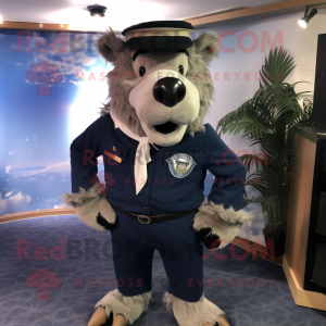 Navy Wild Boar mascot costume character dressed with a Cargo Pants and Tie pins