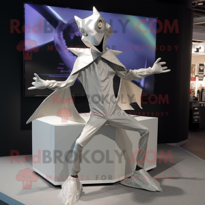 Silver Pterodactyl mascot costume character dressed with a Cover-up and Anklets