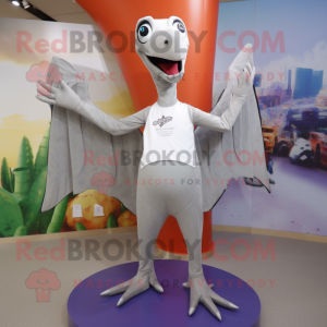 Silver Pterodactyl mascot costume character dressed with a Cover-up and Anklets