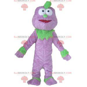 Mascotte de monstre violet et vert de marionnette -