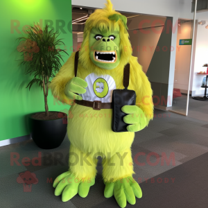 Limegrøn Sasquatch maskot...