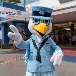 Sky Blue Haast'S Eagle mascot costume character dressed with a Poplin Shirt and Berets