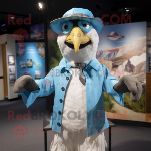 Sky Blue Haast'S Eagle mascot costume character dressed with a Poplin Shirt and Berets