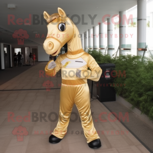 Gold Horse maskot kostume...