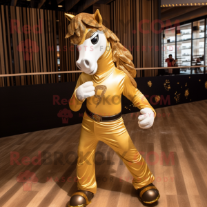 Gold Horse mascotte kostuum...