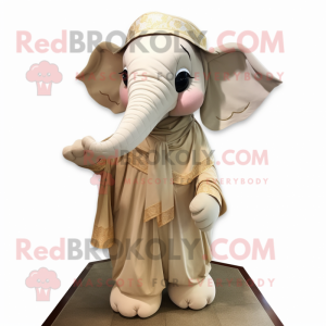 Tan Elephant maskot kostume...