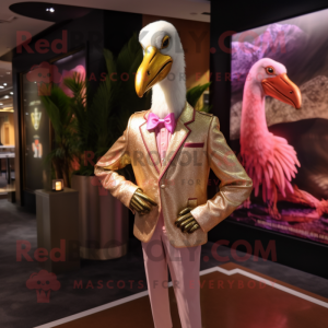 Guld Flamingo maskot kostym...