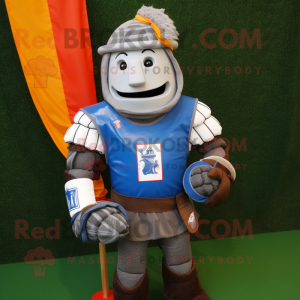 nan Medieval Knight mascot costume character dressed with a Rugby Shirt and Scarves