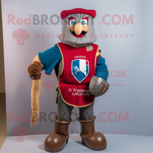 nan Medieval Knight mascot costume character dressed with a Rugby Shirt and Scarves