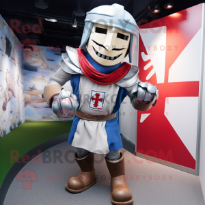 nan Medieval Knight mascot costume character dressed with a Rugby Shirt and Scarves