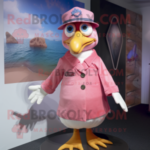 Rosa Seagull maskot kostym...