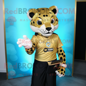 Guld Leopard maskot kostume...