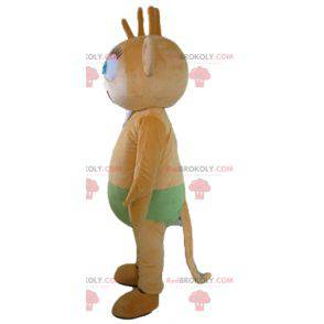 Brown monkey mascot with blue eyes with green underpants -