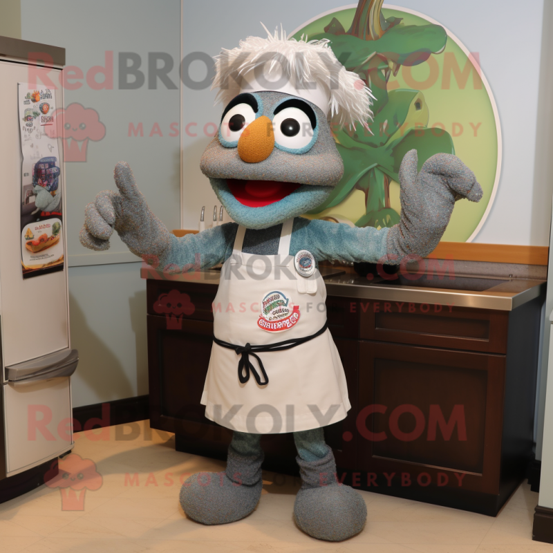 Gray Jambalaya mascot costume character dressed with a Midi Dress and Gloves Gray Jambalaya mascot costume character dressed with a Midi Dress and Gloves