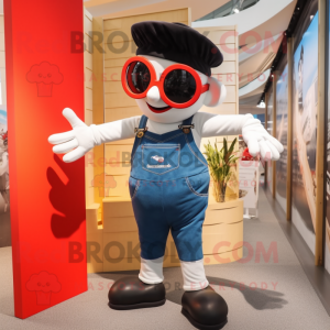 nan Acrobat mascot costume character dressed with a Dungarees and Sunglasses