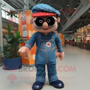 nan Acrobat mascot costume character dressed with a Dungarees and Sunglasses