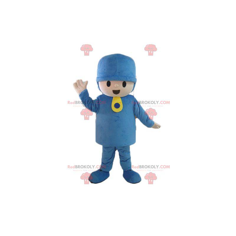 Mascote do Lego Boy em roupa azul - Redbrokoly.com