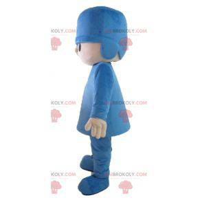 Mascote do Lego Boy em roupa azul - Redbrokoly.com